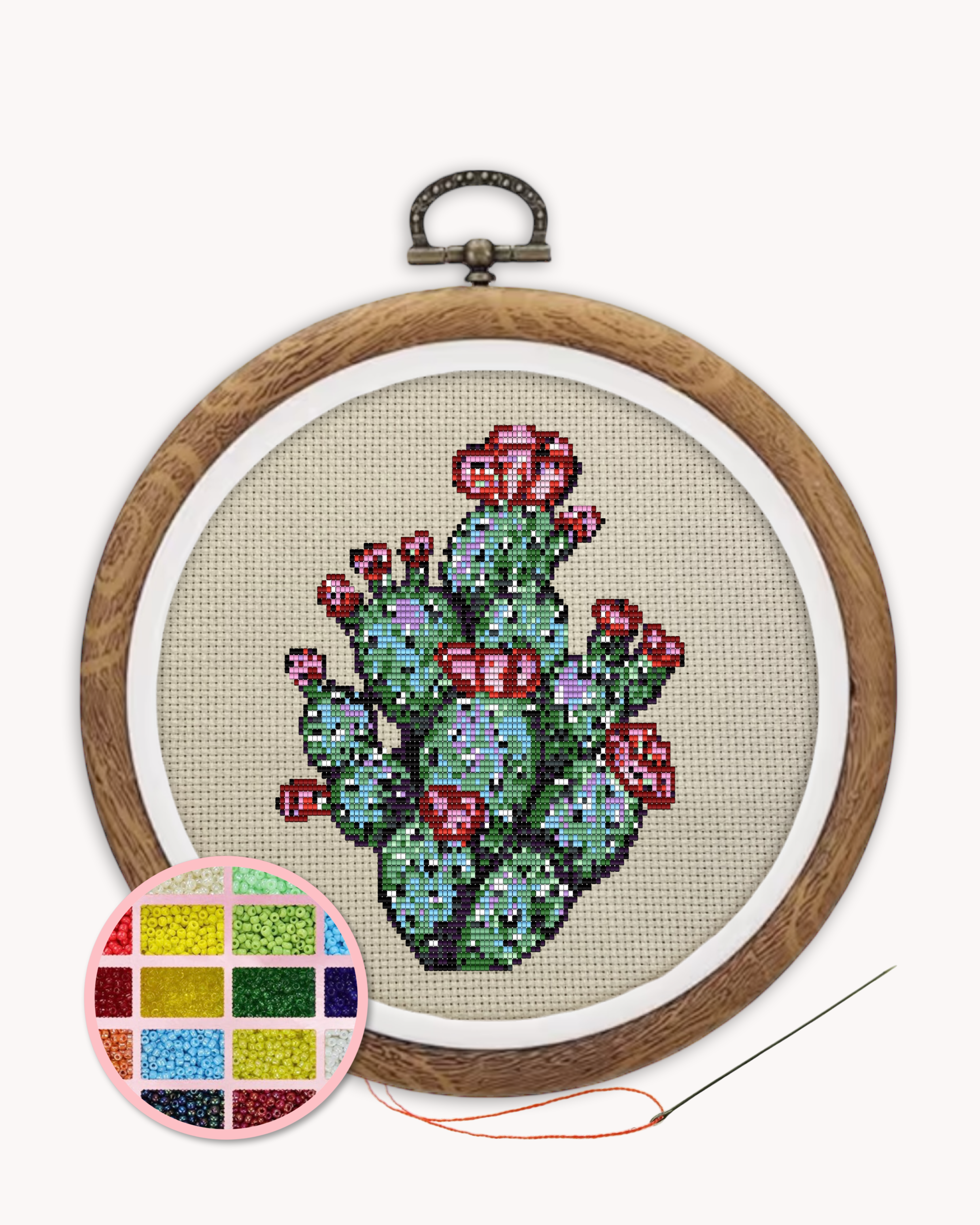 Prickly Pear Cactus Beaded Art Kit ( XL 6 inch )