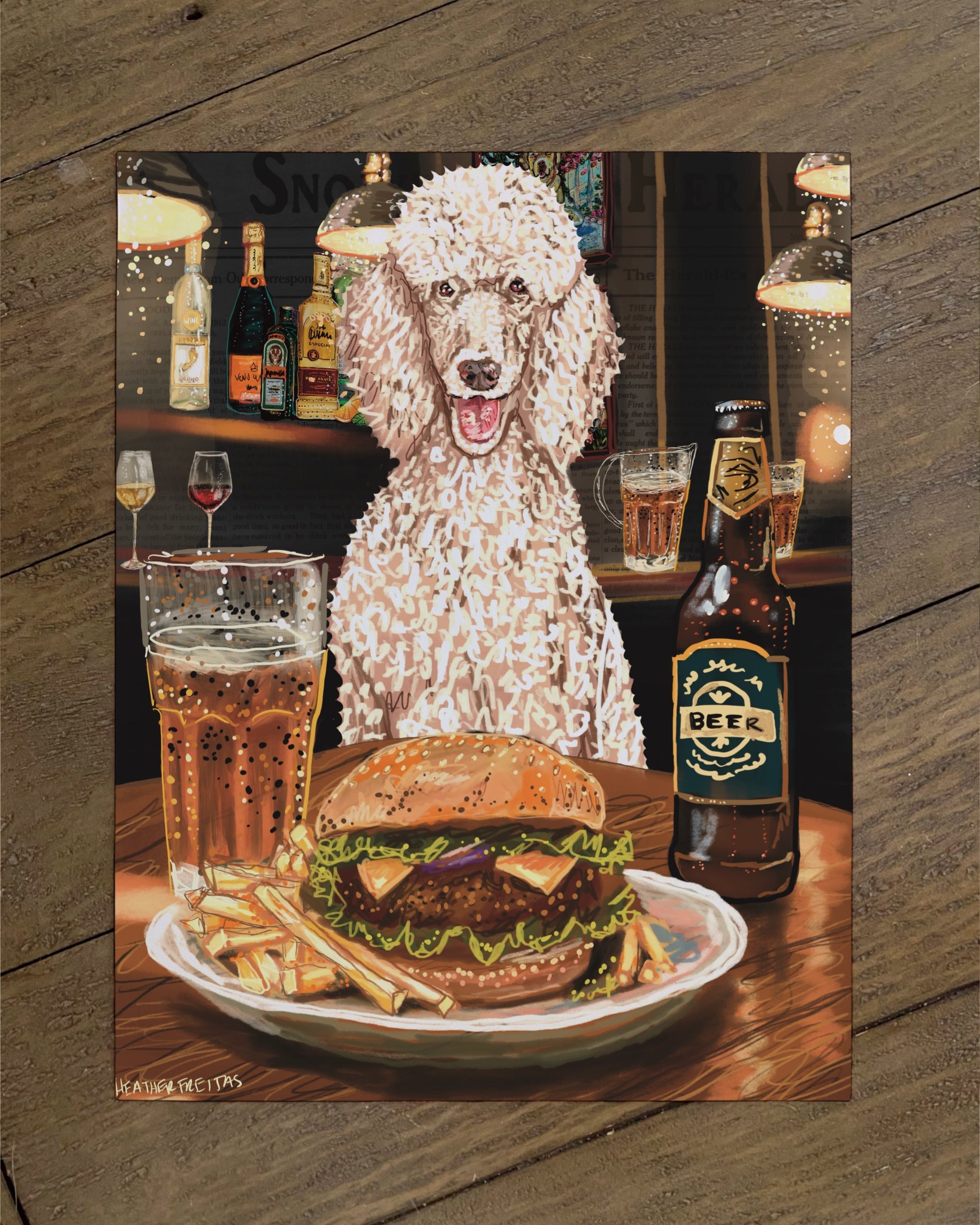 Standard Poodle - Build Your Own Dining Dog Paper Print