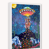 Desert Cow UFO Abduction ( Original Painting )