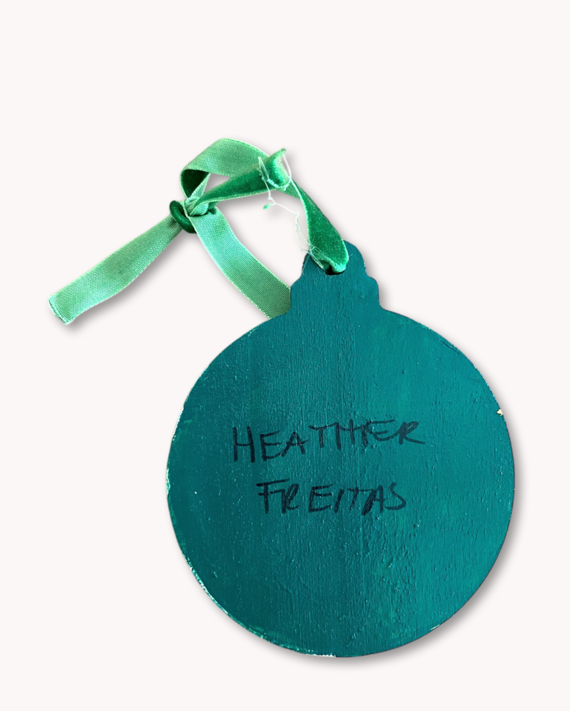 Green Stripe Diet Soda Hand Painted Ornament