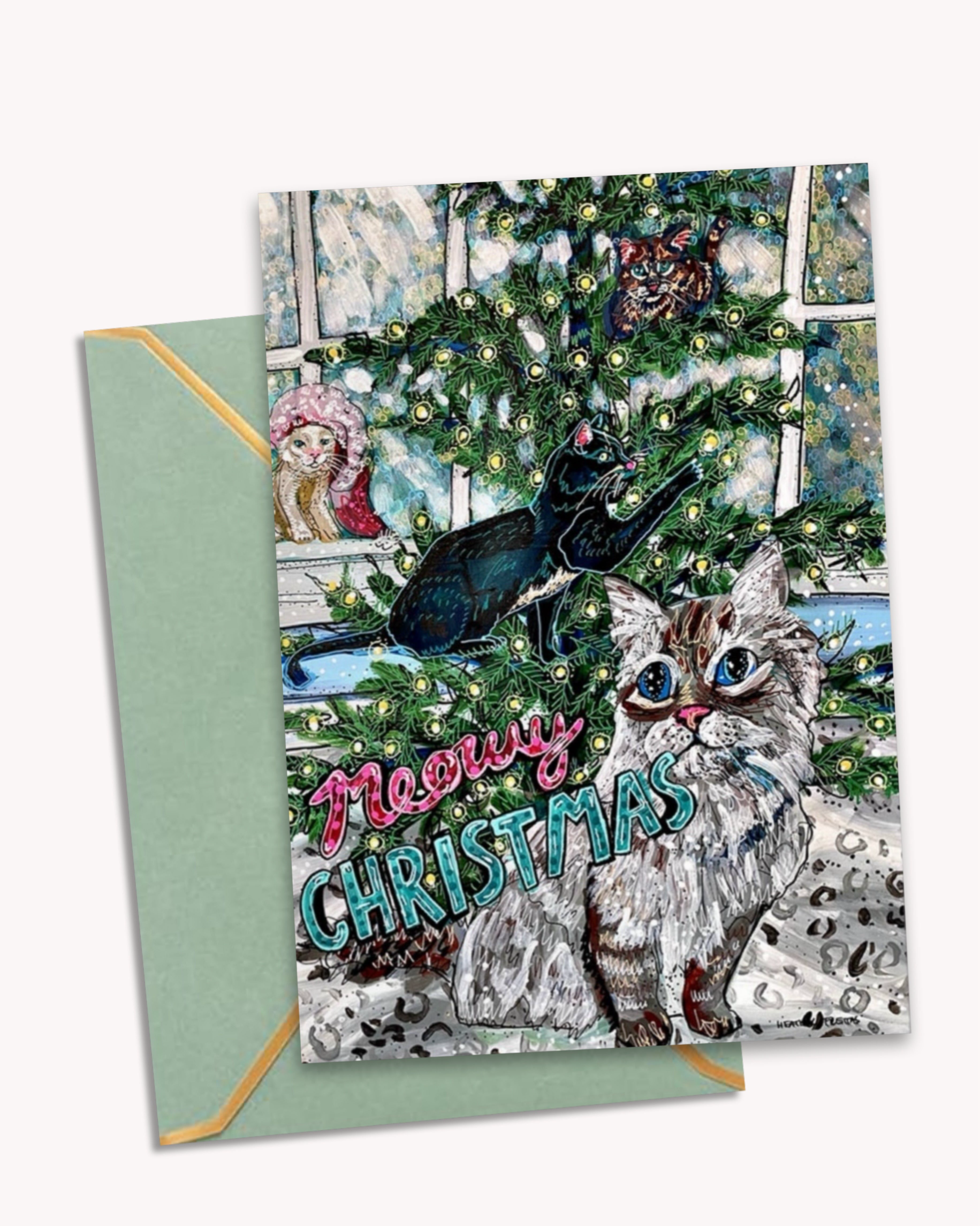 Meowy Christmas - Greeting Card / Fine Art Print