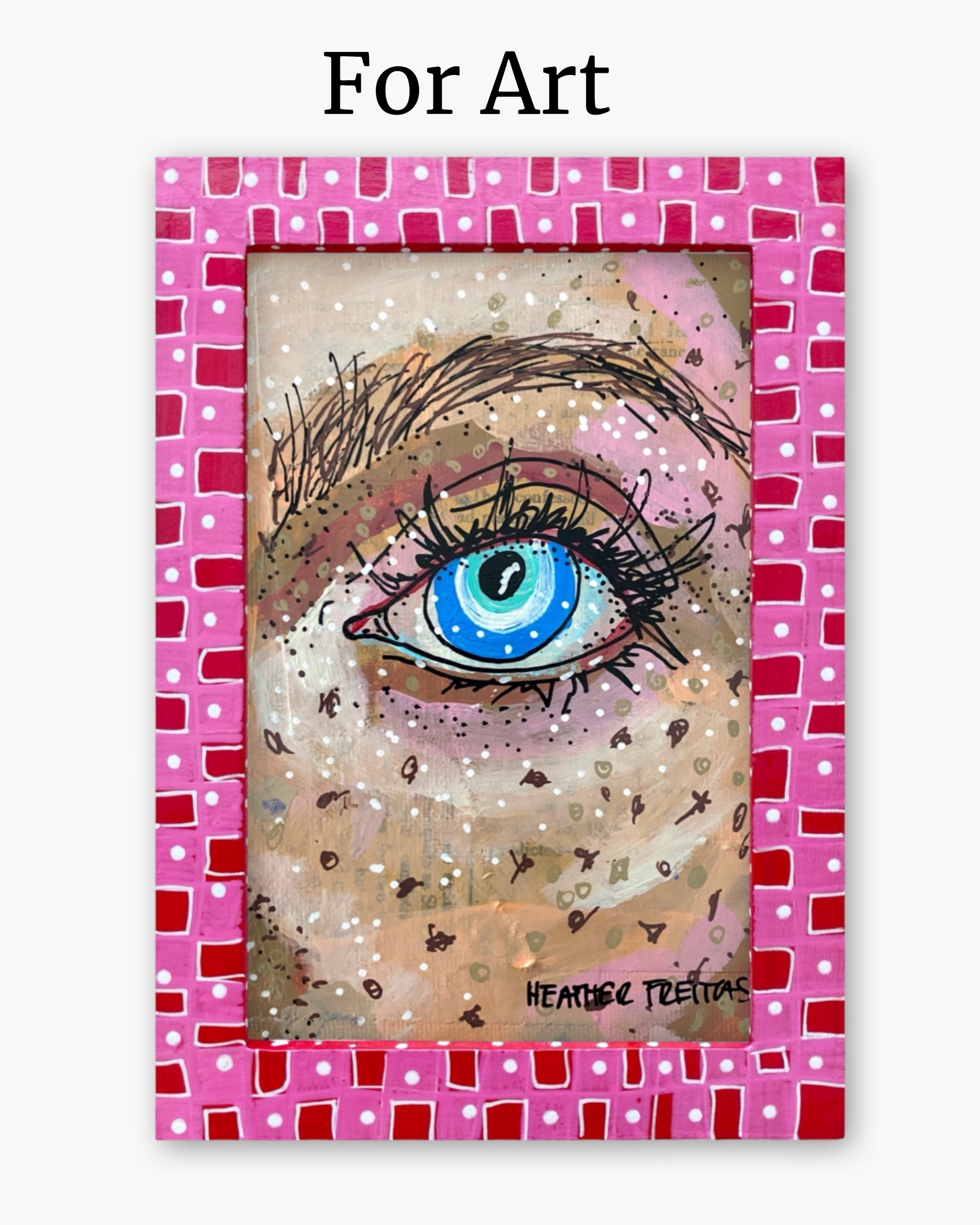 Pink Polka Dot Check ( Hand Painted Frame 4x6 inch)