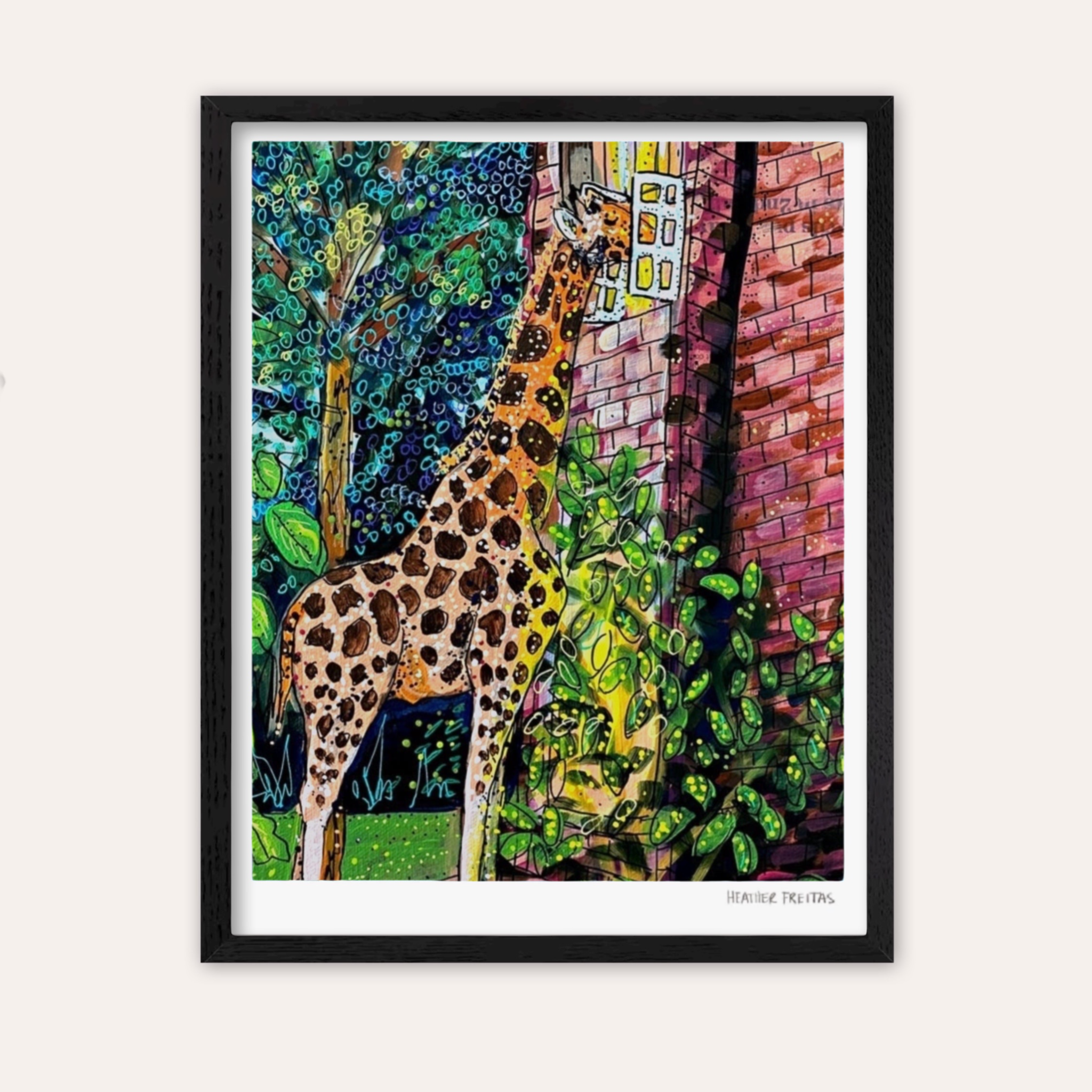 Twilight Snack Giraffe Fine Art Print