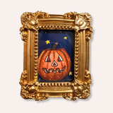 Jack O Lantern Framed Mini Original Painting