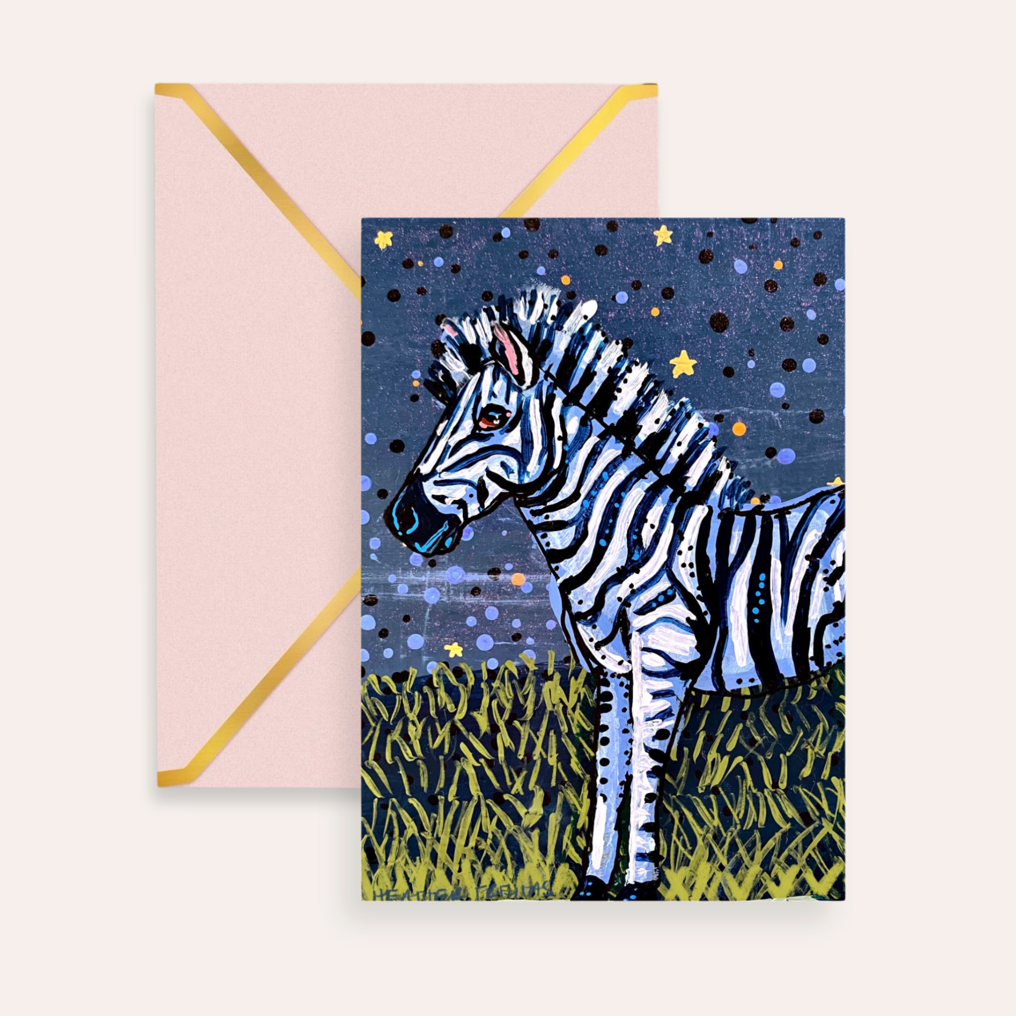 Starry Night Zebra Fine Art Greeting Card