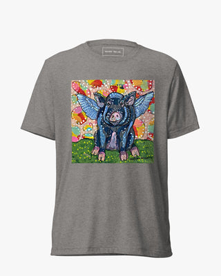 Big Momma Flying Pig Unisex Short Sleeve T-shirt - Heather Freitas - fine art home deccor