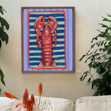 Red Lobster Framed Fine Art Canvas Print