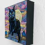 Royal Black Cat & The Moon ( Original Painting )