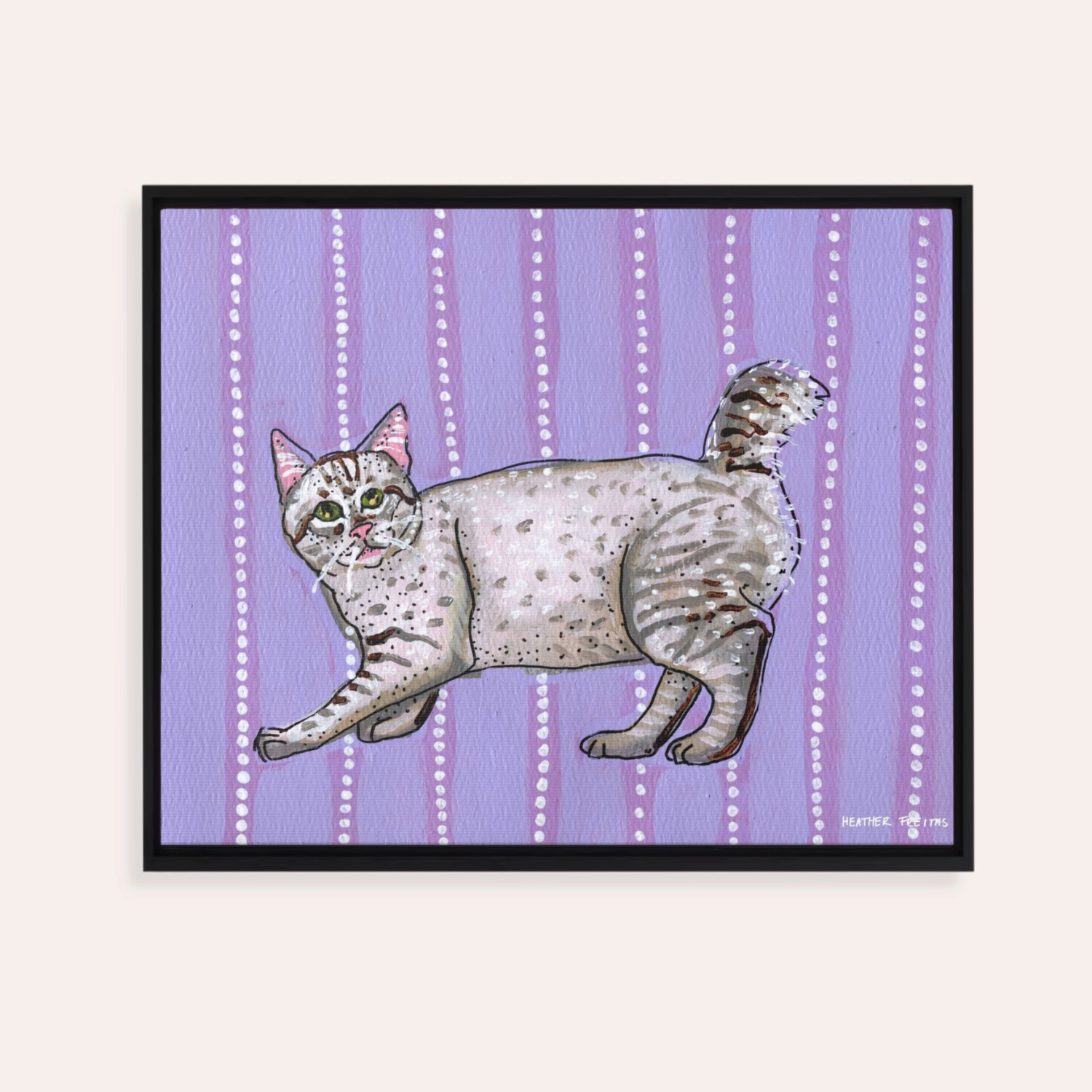 American Bobtail Cat Framed Fine Art Canvas Print