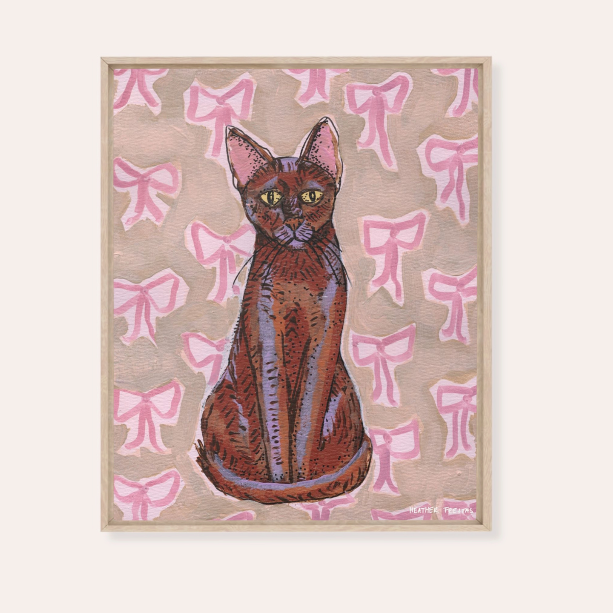 Havana Brown Cat Framed Fine Art Canvas Print