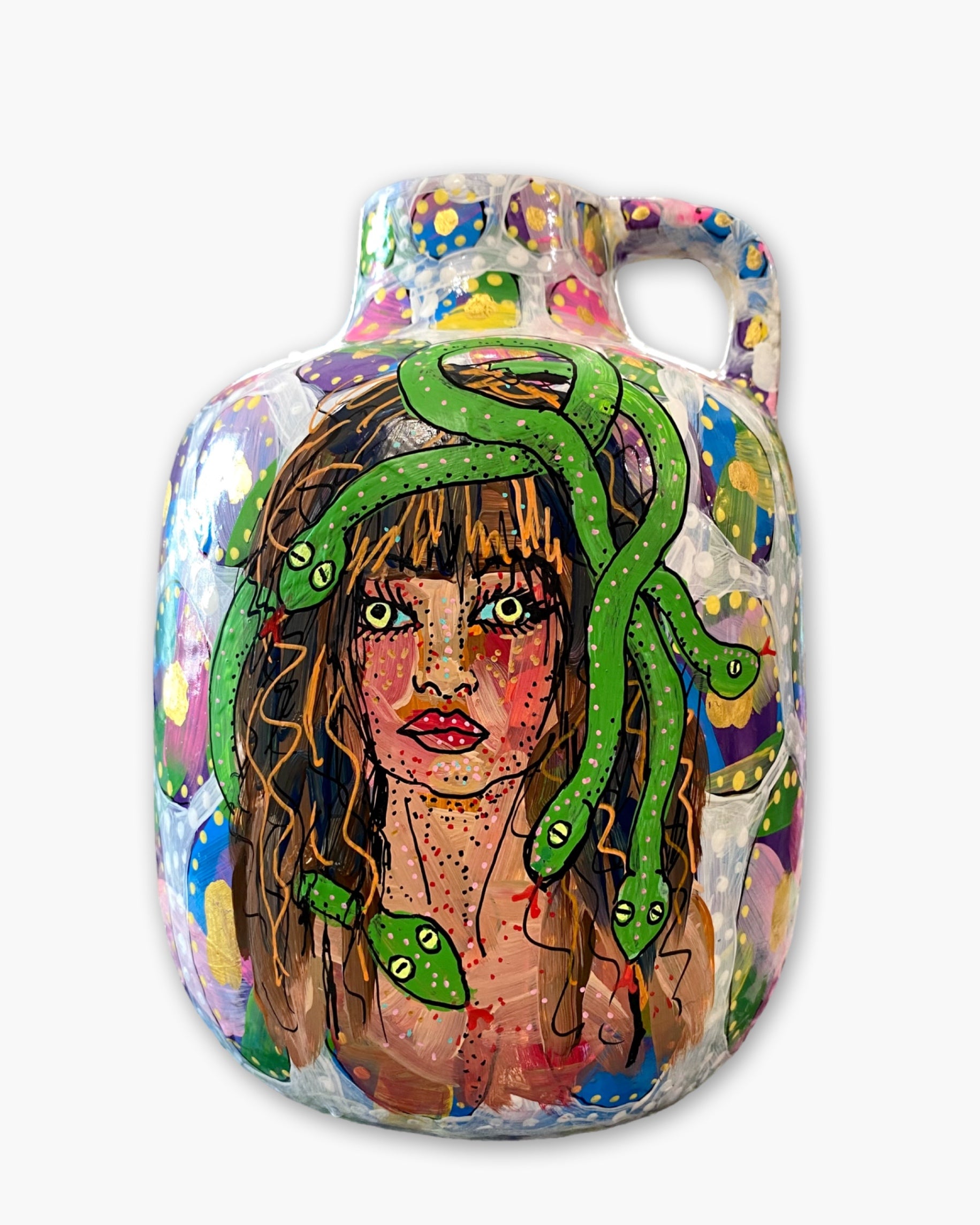 Medusa & The Coral Snake Hand Painted Vase