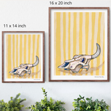 Yellow Stripe Cow Skull Hand Signed Fine Art Print
