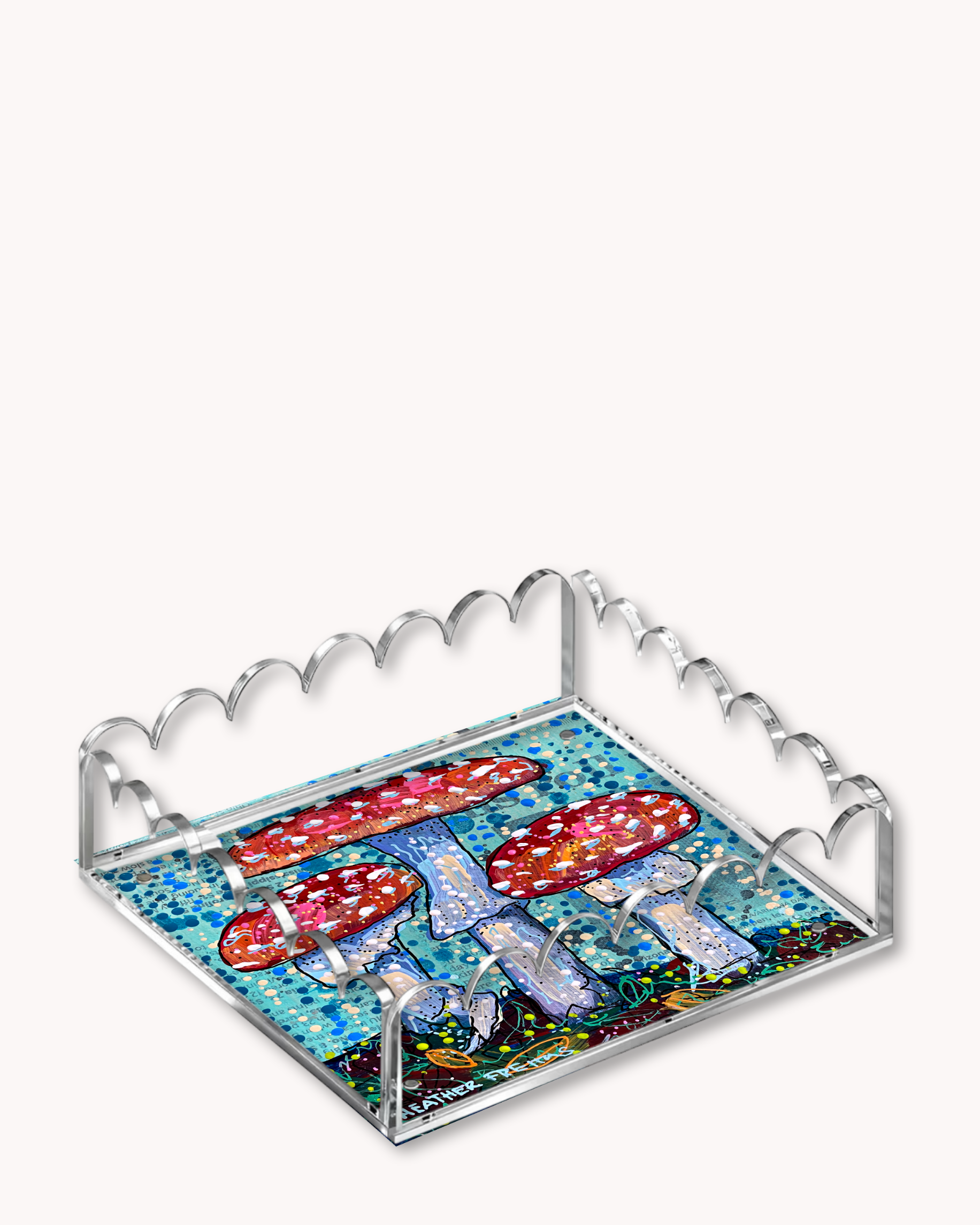 Red Cap Mushrooms Acrylic Tray