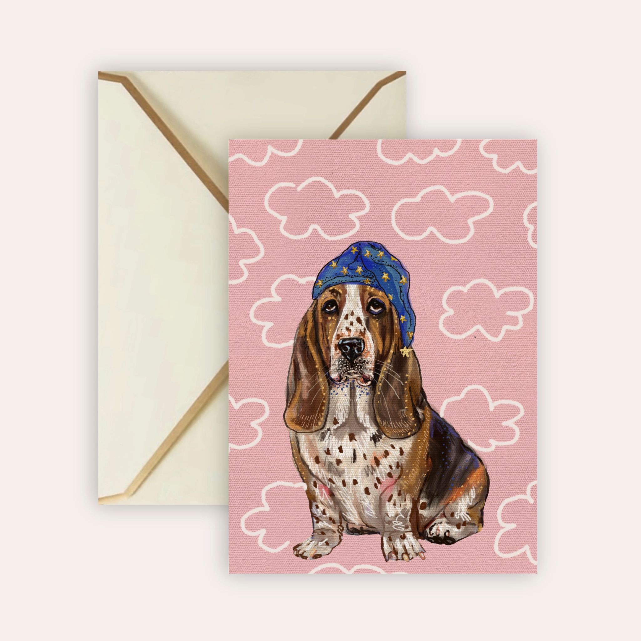Basset Hound Dog Fine Art Greeting Card