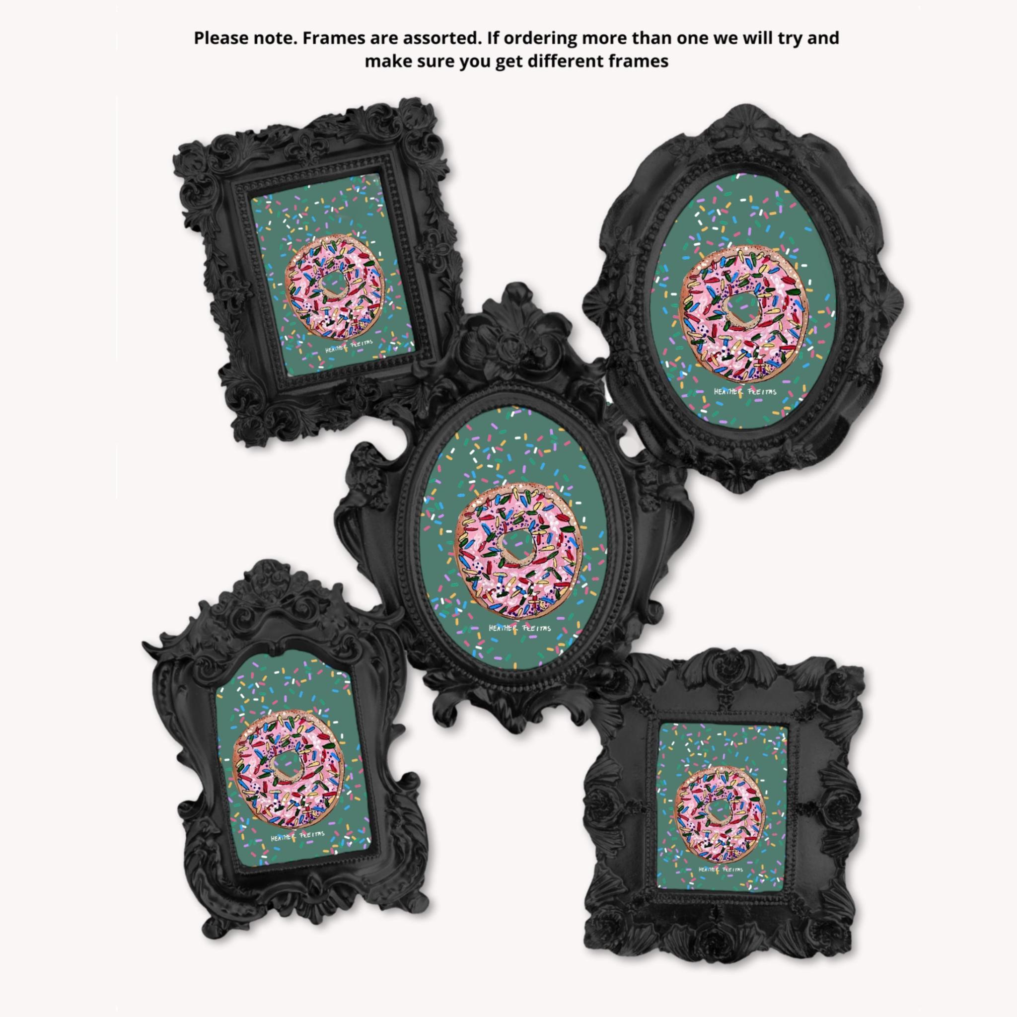 Pink Sprinkle Donut Framed Small Magnet
