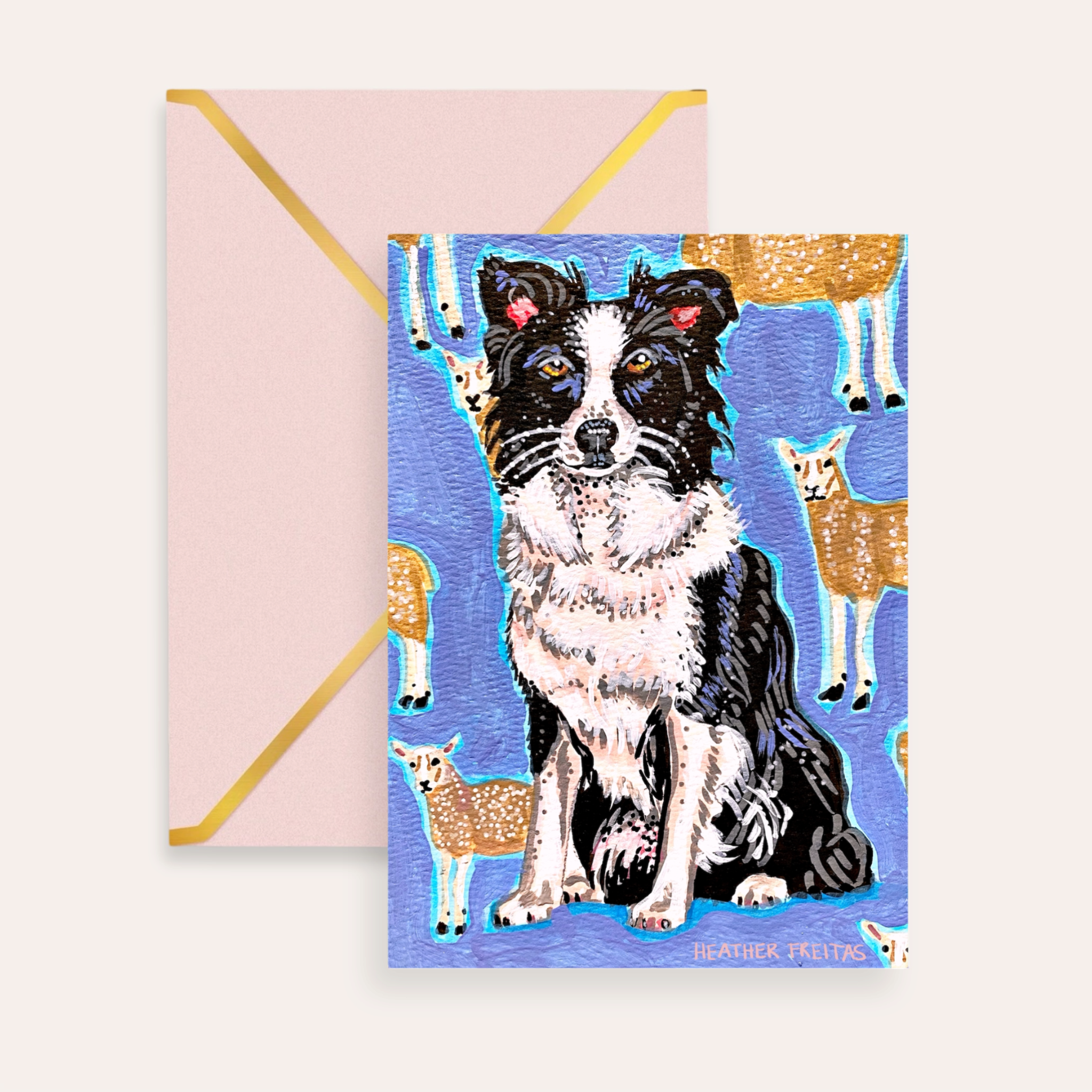 Border Collie Fine Art Greeting Card