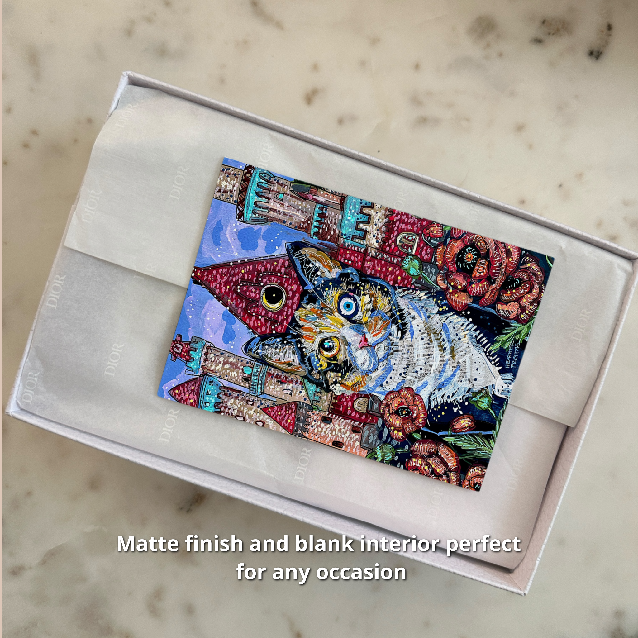 Poppy Castle Cat - Greeting Card / Fine Art Print