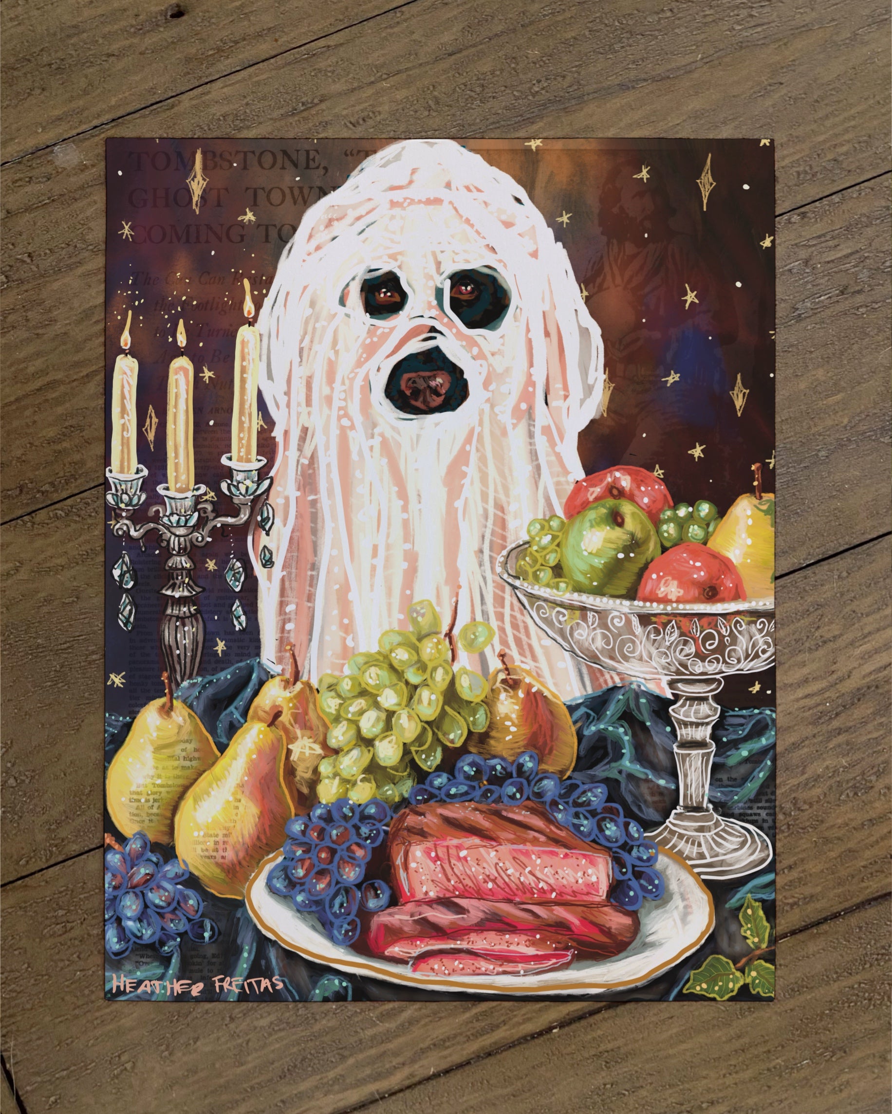 Standard Poodle - Build Your Own Dining Dog Paper Print