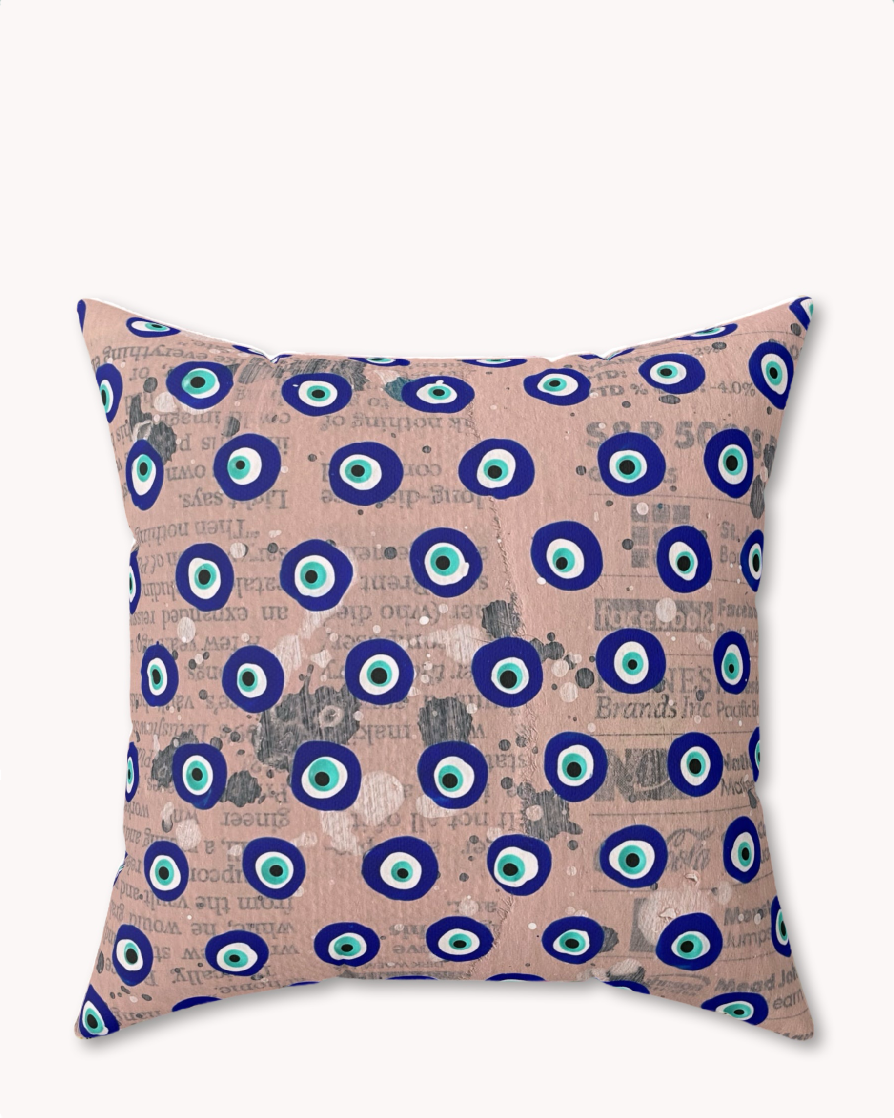 Dusty Pink Evil Eye Decorative Faux Suede Throw Pillow