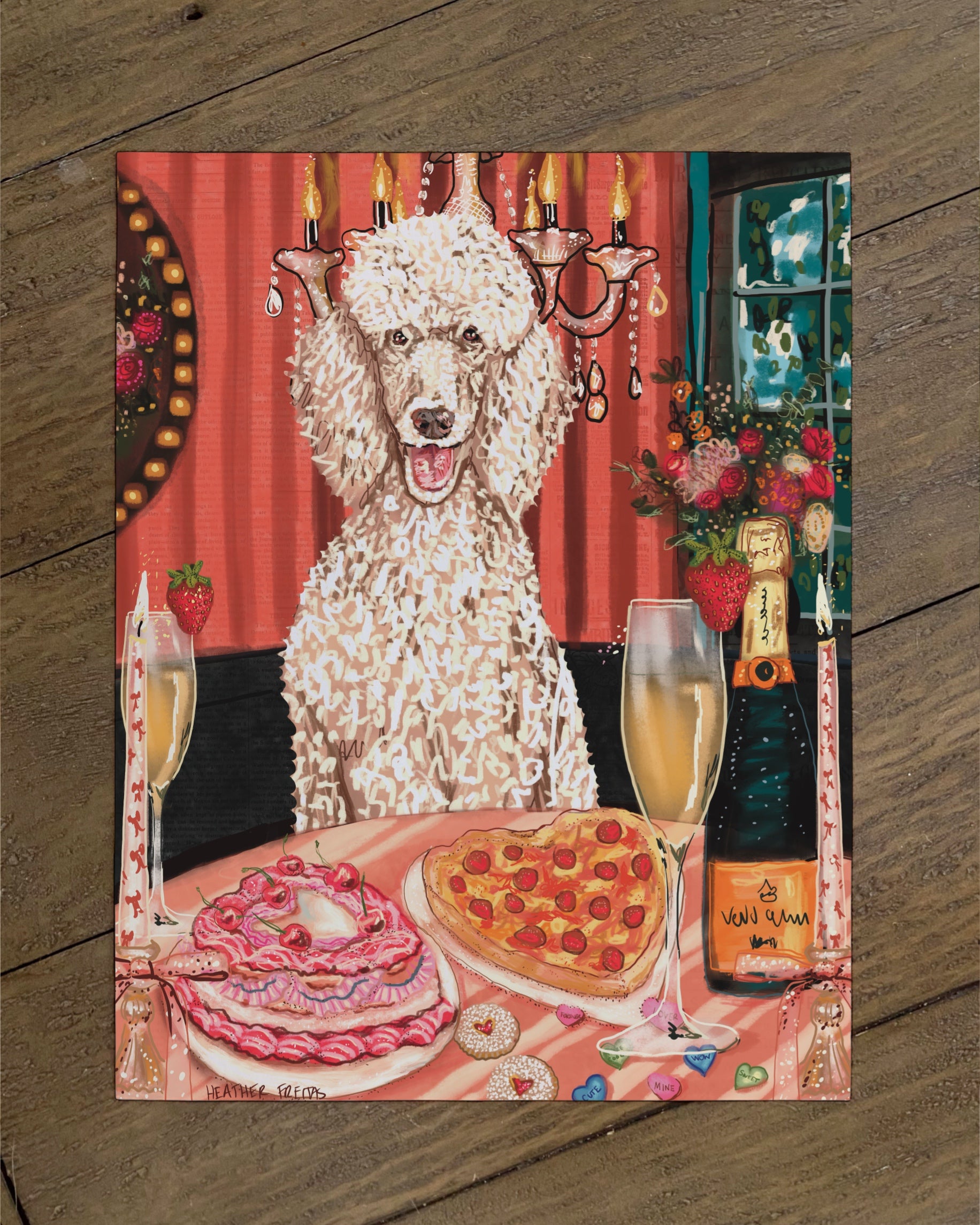 Standard Poodle - Build Your Own Dining Dog Paper Print