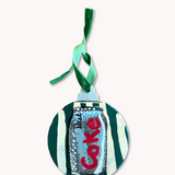 Yellow Stripe Diet Soda Hand Painted Ornament