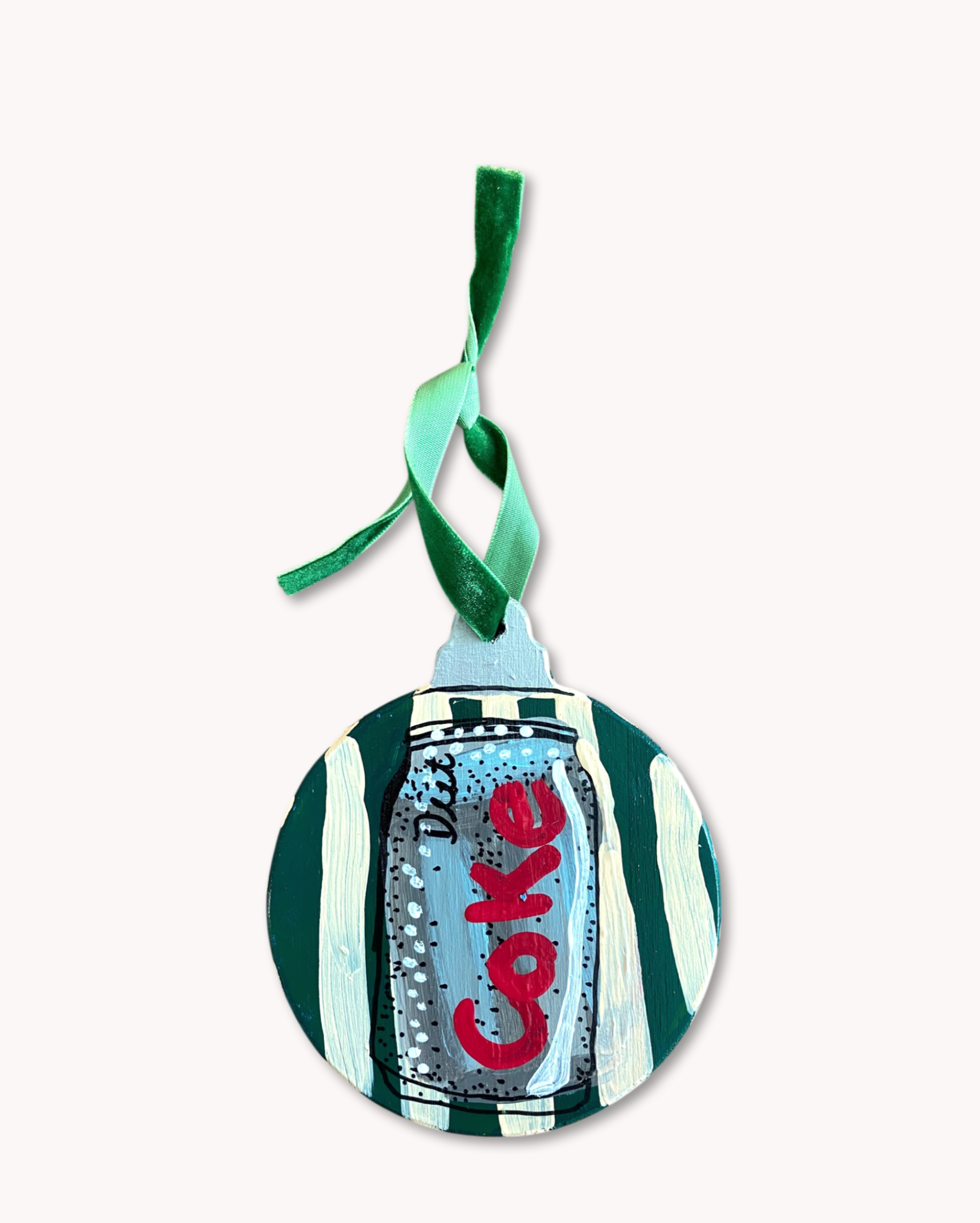 Yellow Stripe Diet Soda Hand Painted Ornament