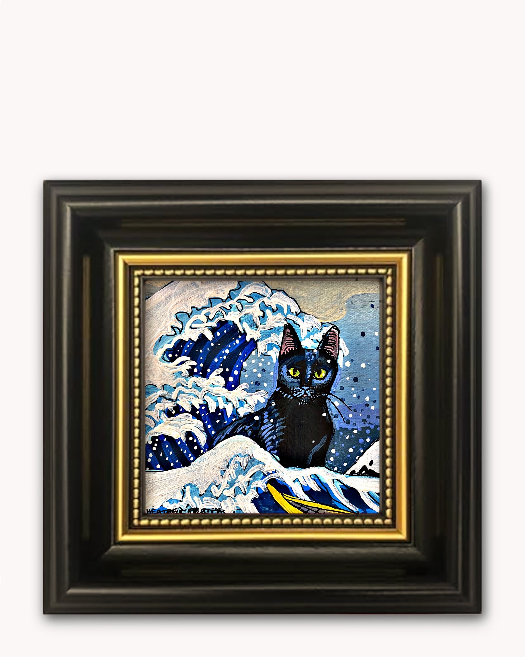 The Great Wave Cat Framed Magnet ( Medium )