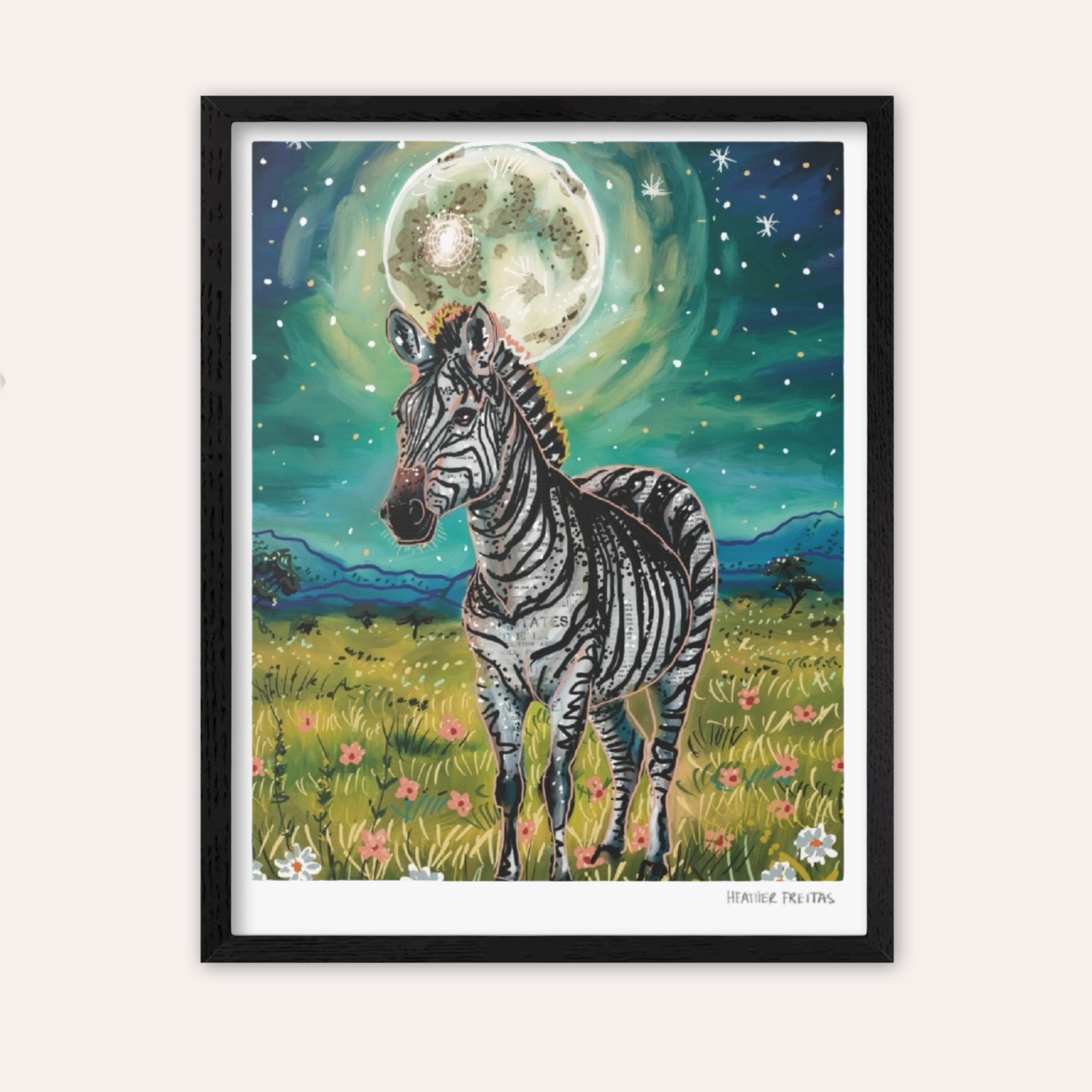 Floral Zebra Fine Art Print