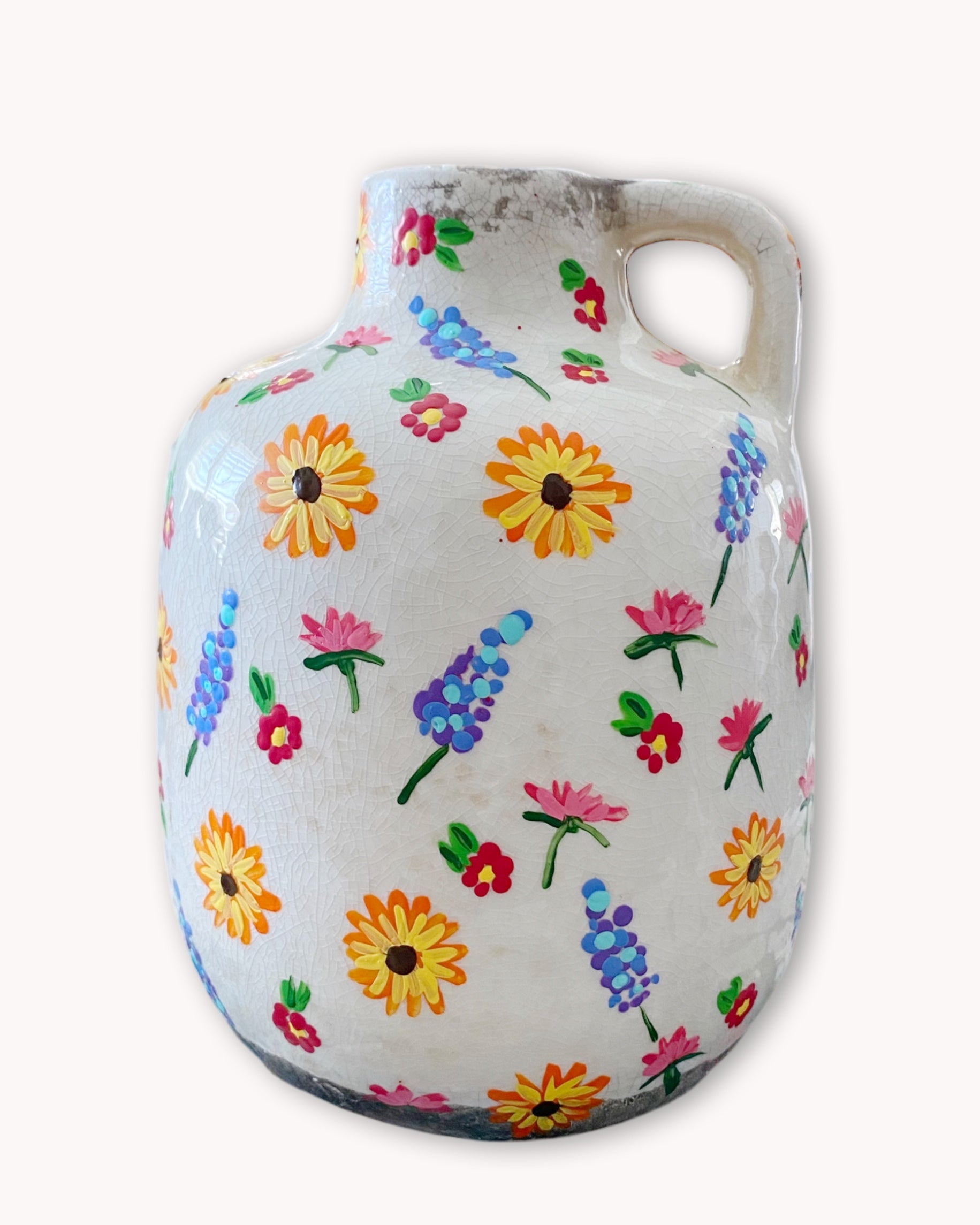 Field Of Flowers Sunflower Hand Painted Dry Vase