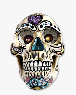 Pansy Skull ( Hand Painted Sculpture )