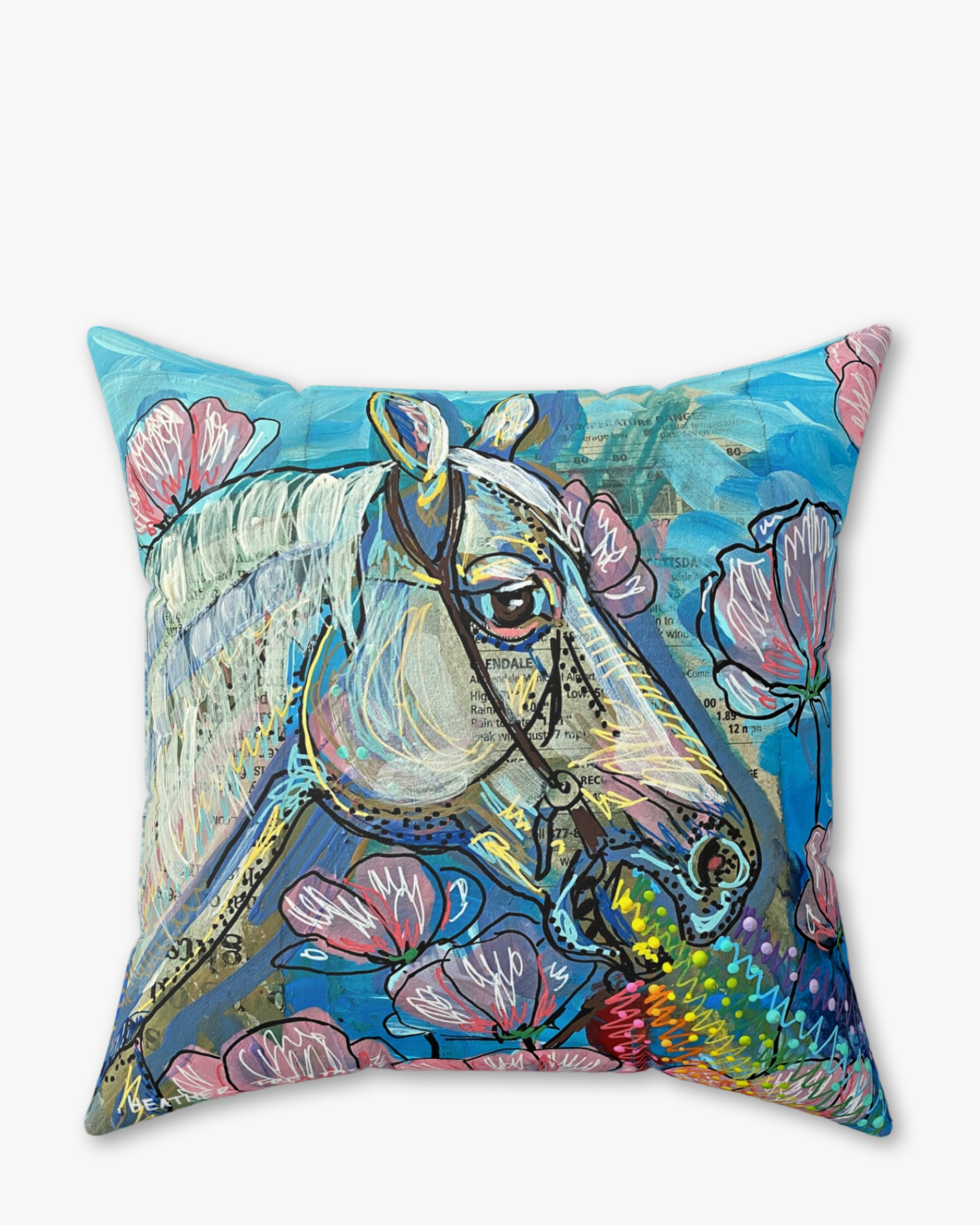 White Stallion Rainbow Faux Suede Pillow