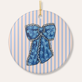 Blue Ribbon Ceramic Ornament