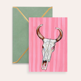 Pink Cow Skull Fine Art Greeting Card