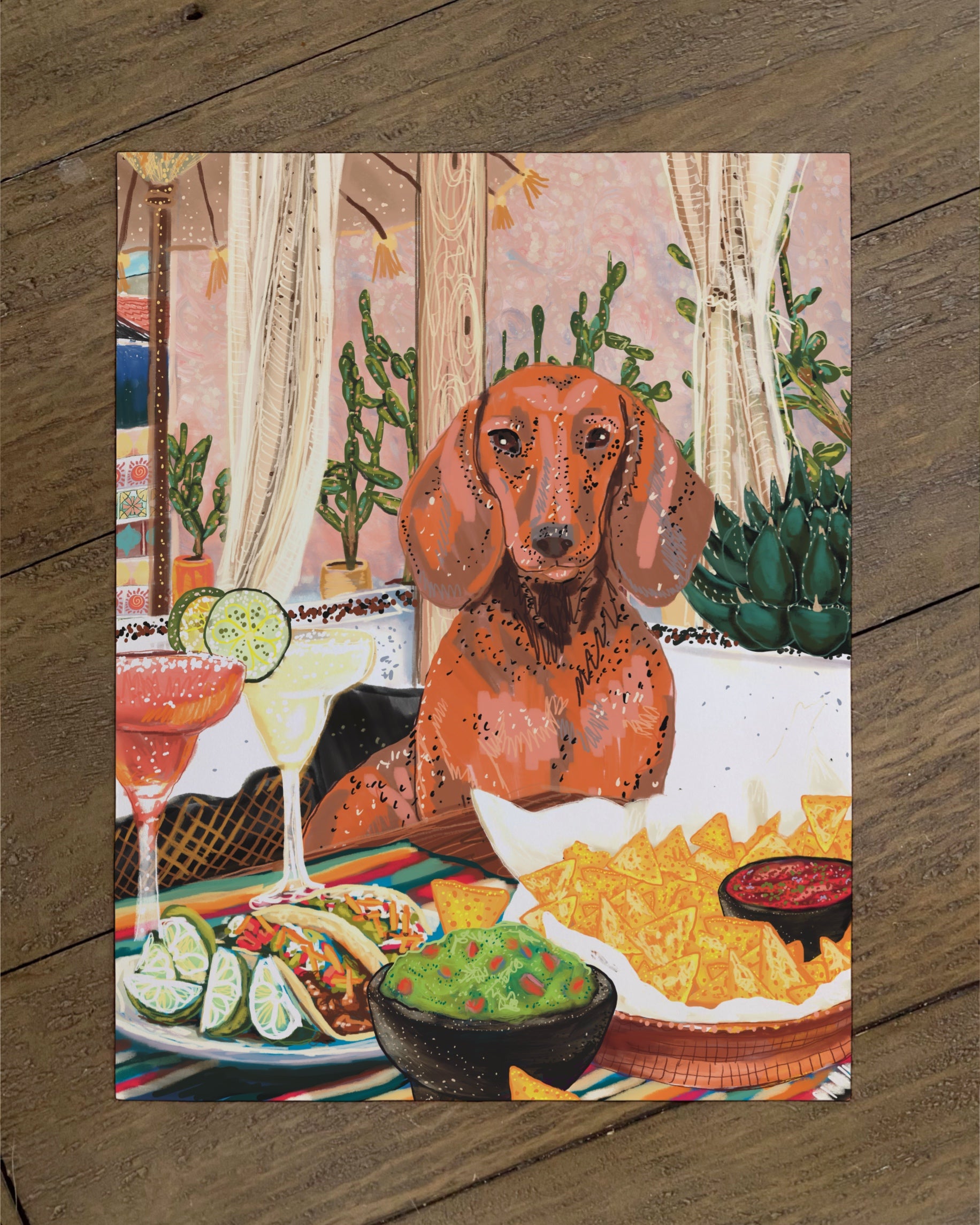 Build Your Own Dining Dog Art Print - Dachshund