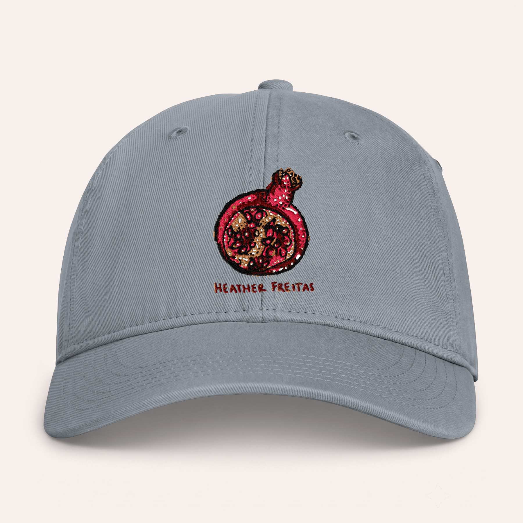 Pomegranate Embroidered Coastal Washed Cap