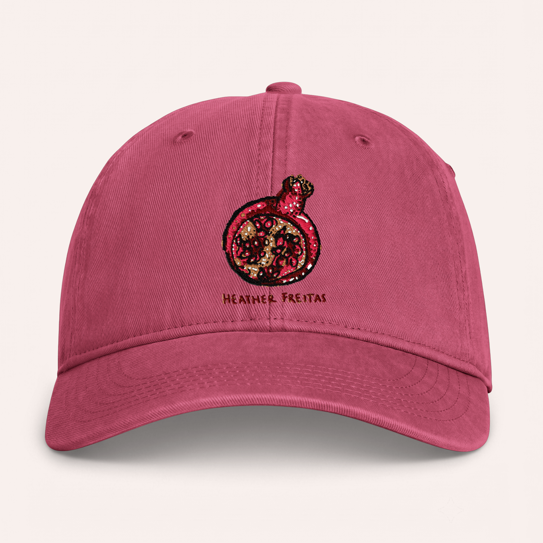 Pomegranate Embroidered Coastal Washed Cap