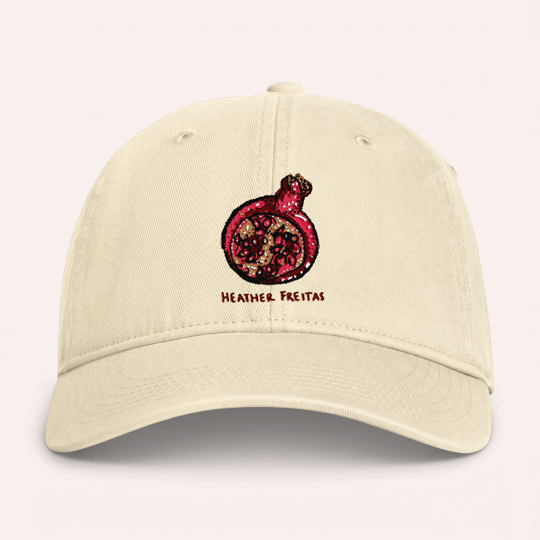 Pomegranate Embroidered Coastal Washed Cap