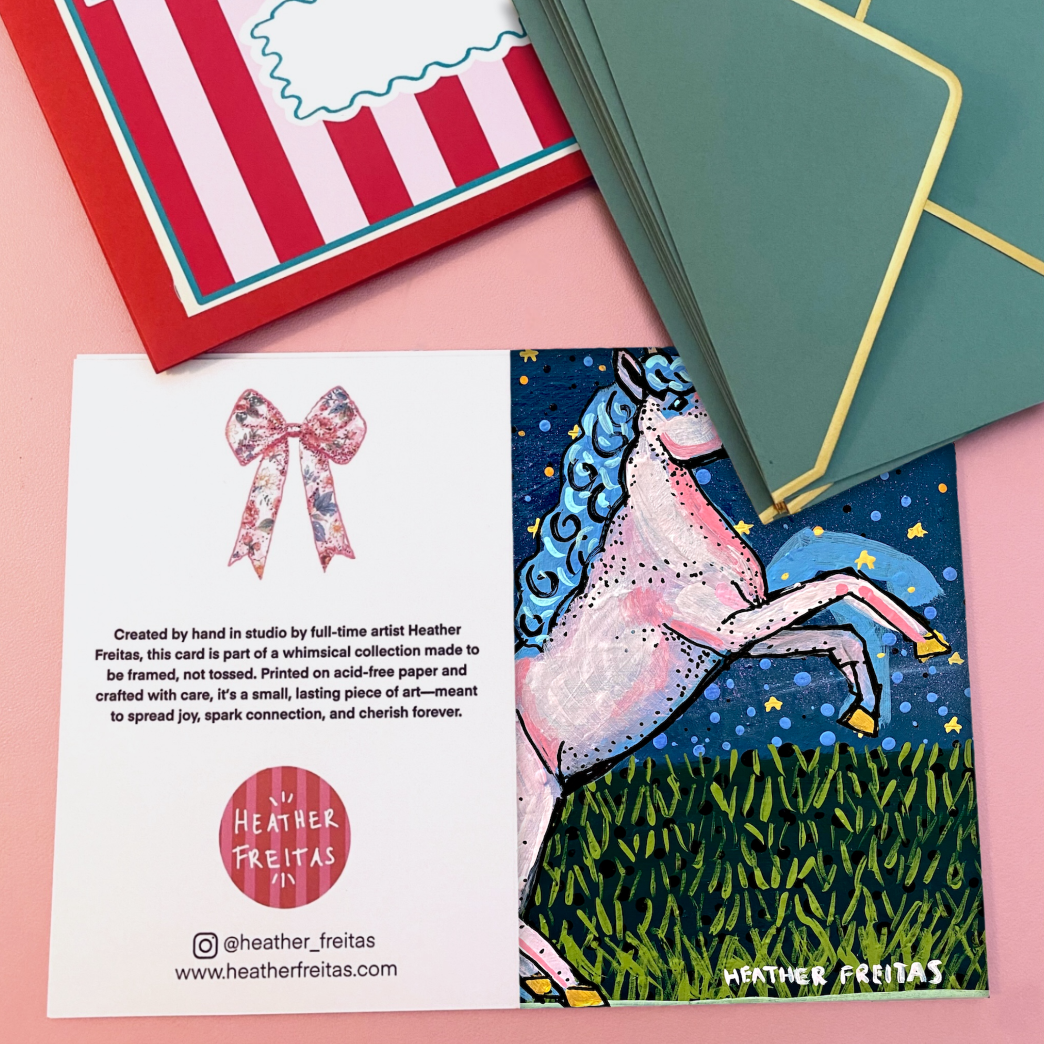 Pink Unicorn Starry Night Fine Art Greeting Card