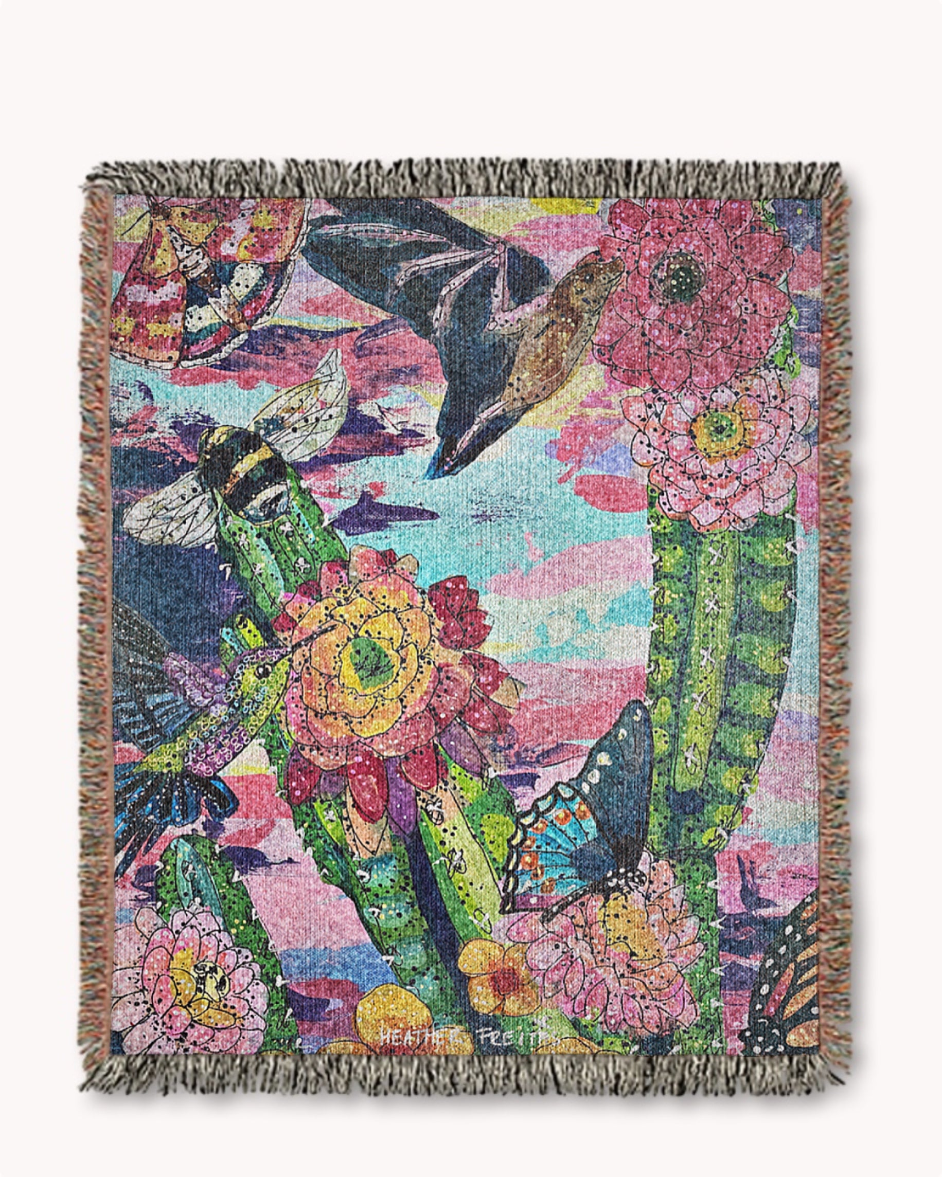 Dawn Desert Pollinators Woven Blanket