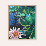 Dragonfly Lily Framed Fine Art Canvas Print
