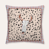 Dalmatian Stripe Cow Skull Southwest Faux Suede Throw Pillow