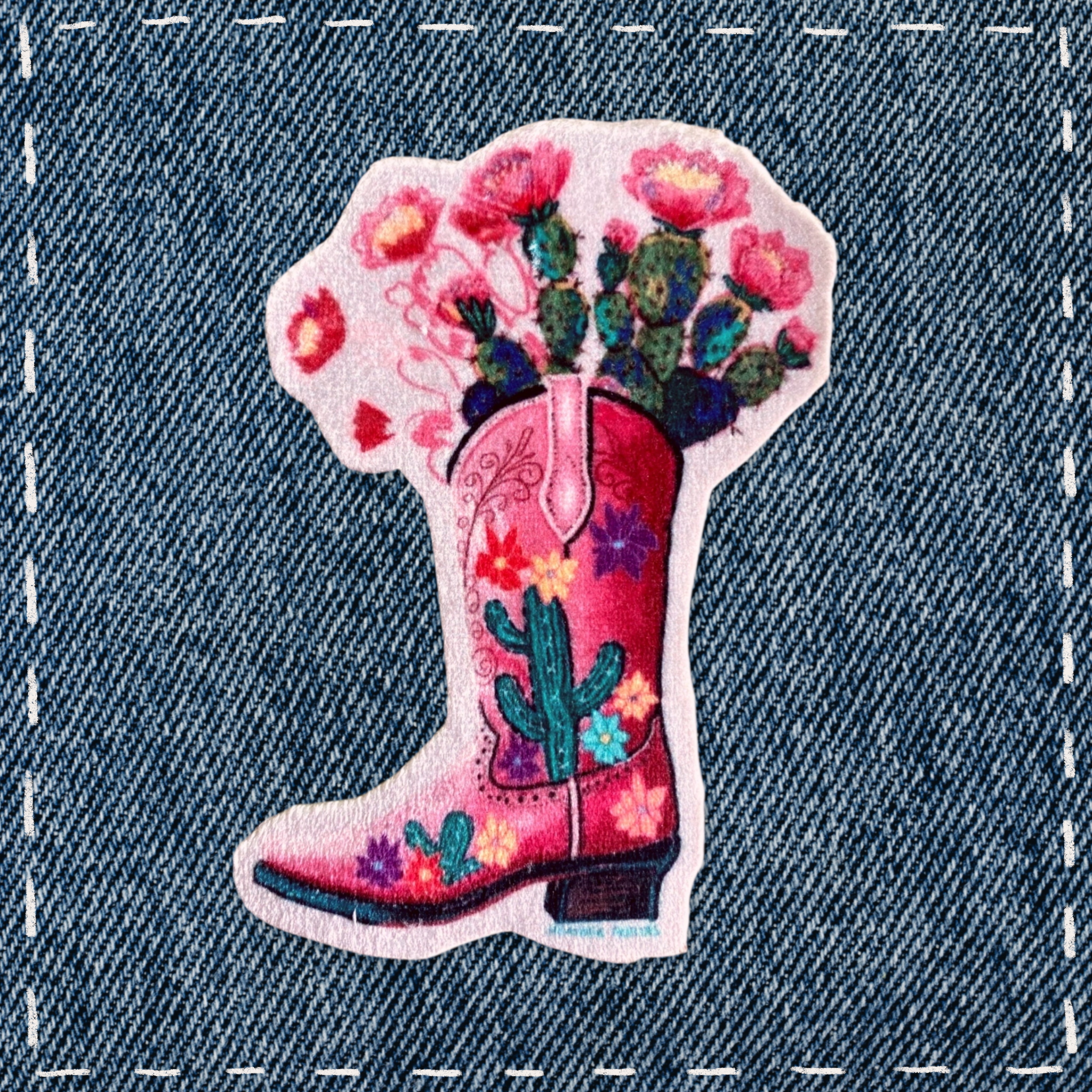 Cactus Boot - Sew On Velveteen Patch
