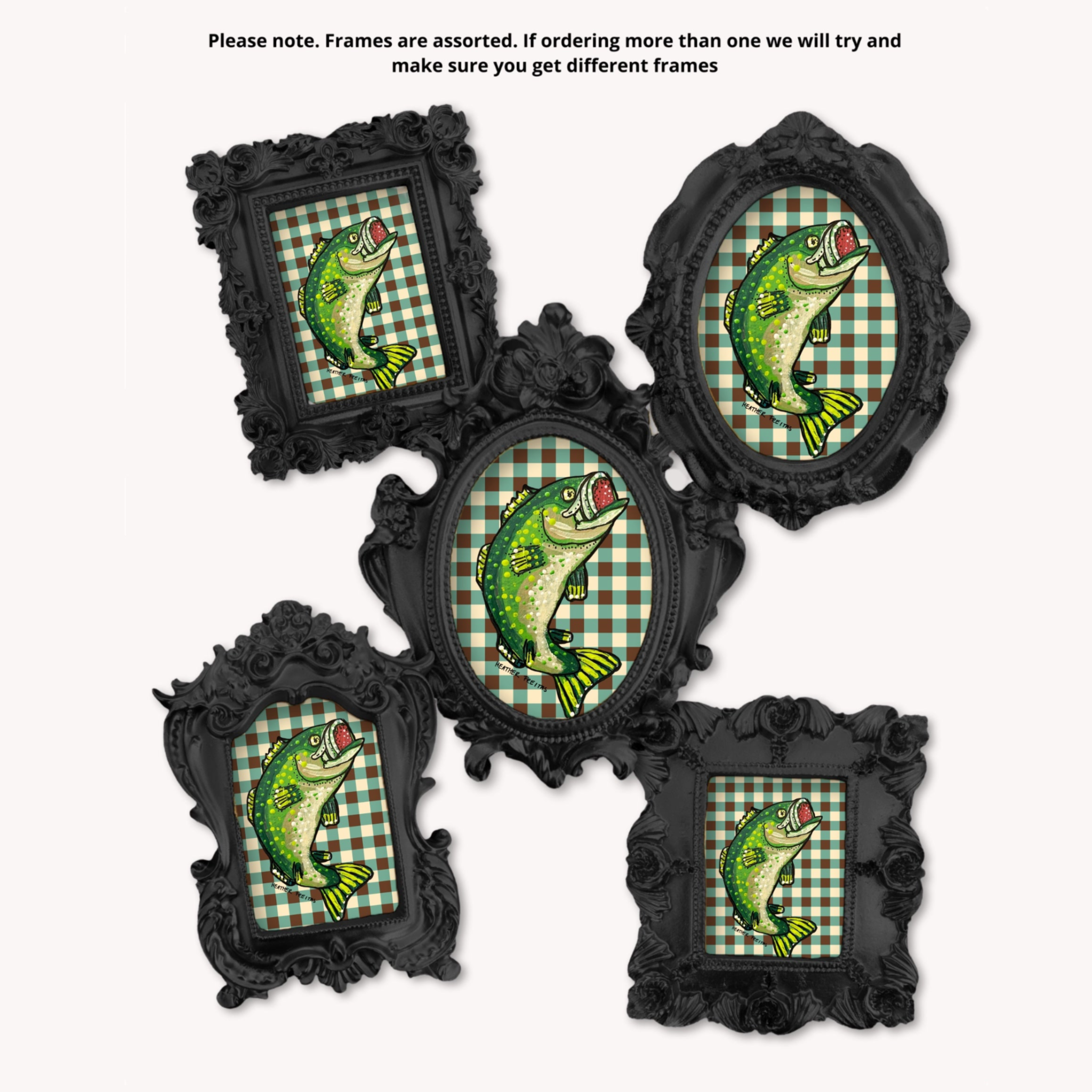 Bass Fish Framed Small Magnet