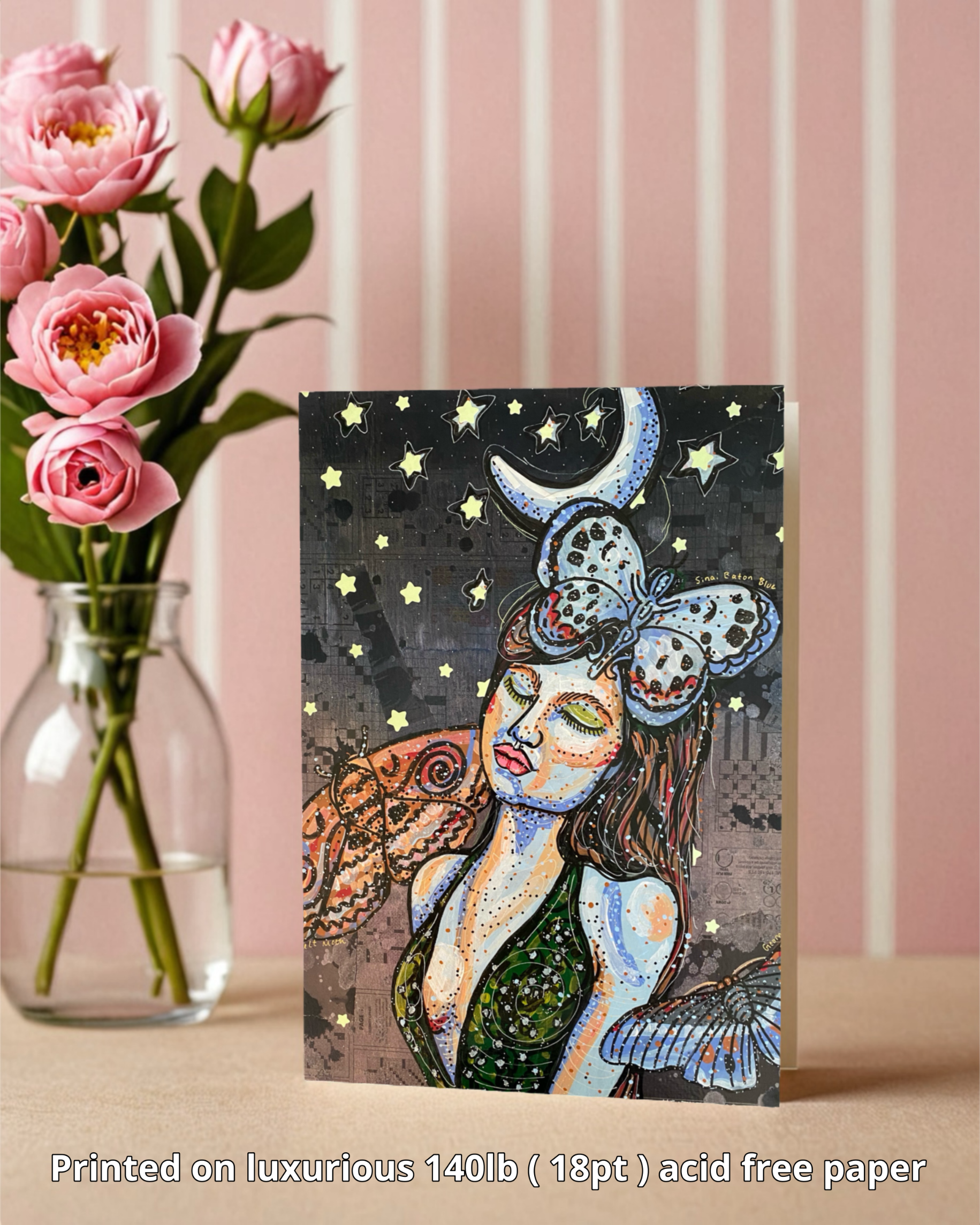 Moon Tides & Moth Flies - Greeting Card / Fine Art Print