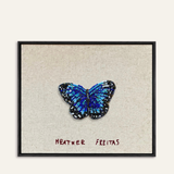 Blue Butterfly Beaded Wall Art