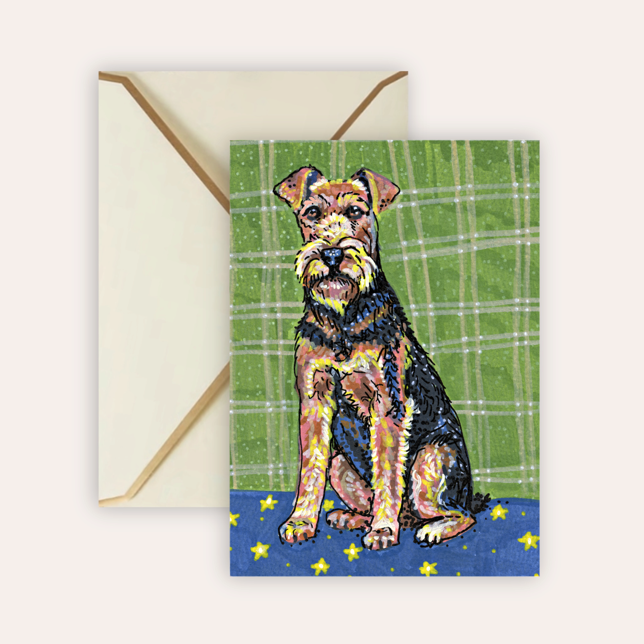 Airedale Dog Fine Art Greeting Card