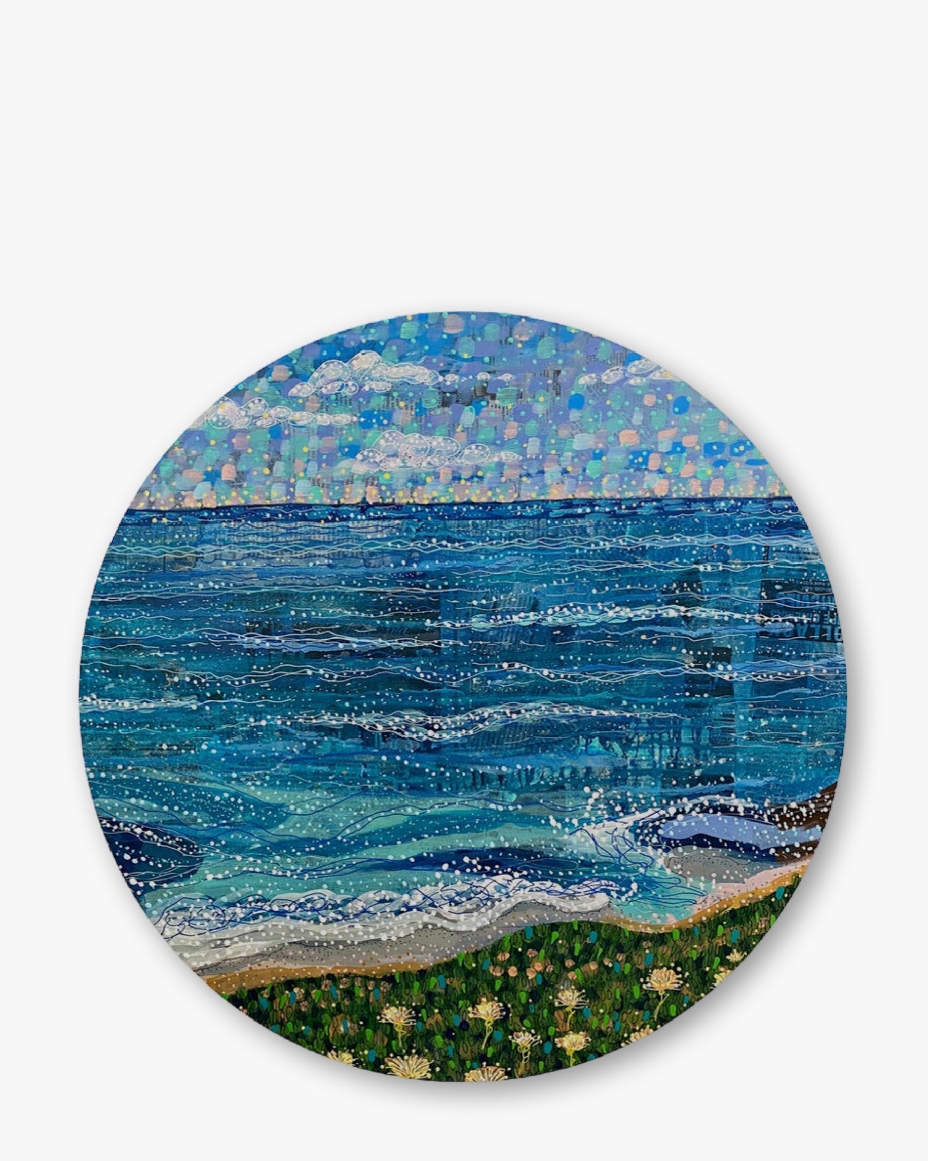 Coastal Breeze Chinchilla Glass Chopping Board Trivet - Heather Freitas - fine art home deccor