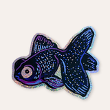Black Moor Goldfish Vinyl Sticker ( Glitter )
