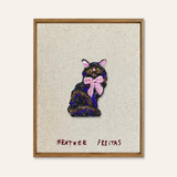 Black Cat With Bow Beaded Wall Art