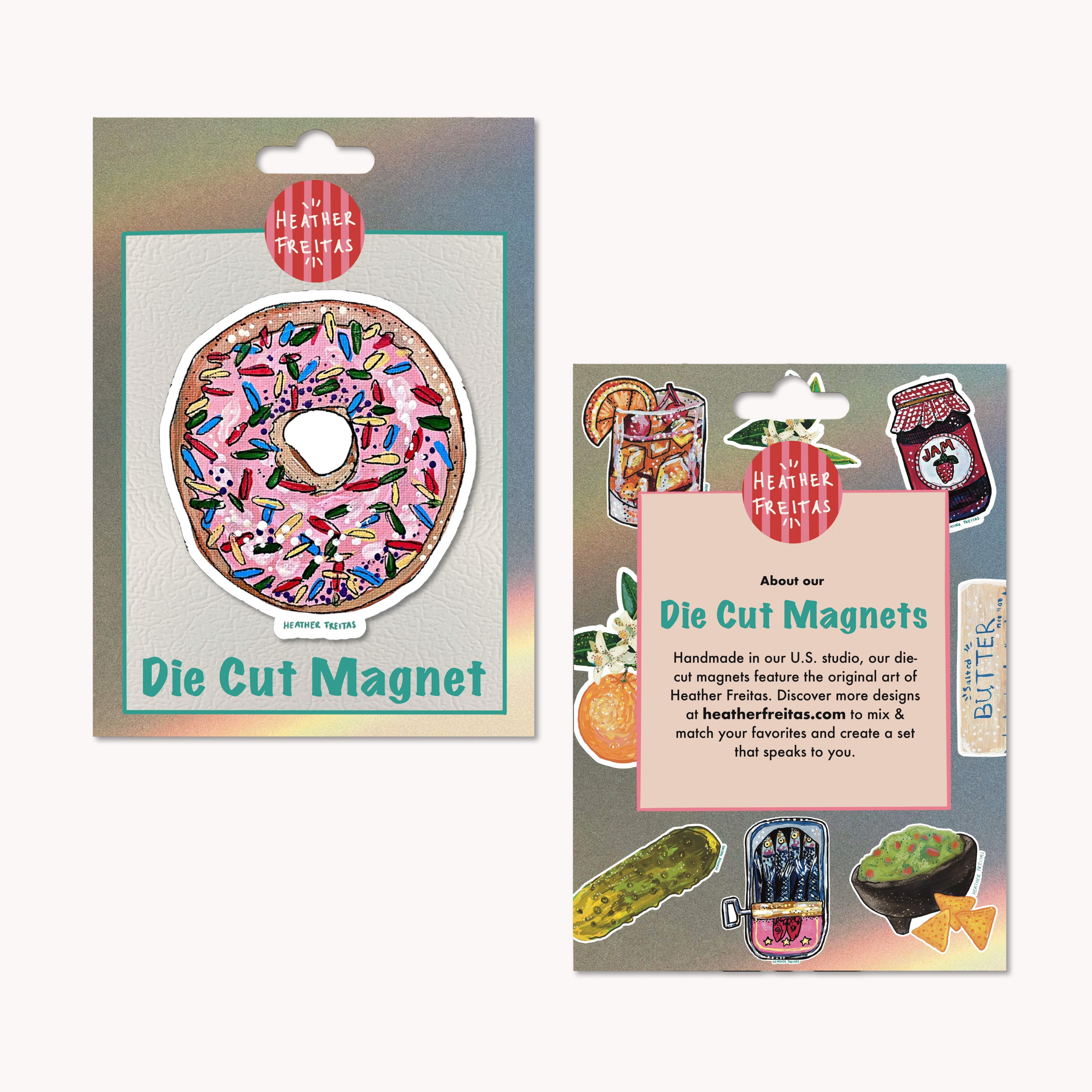 Pink Donut With Sprinkles Magnet ( Die-Cut )